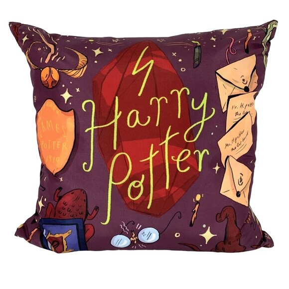Harry Potter Decorative Throw Pillow Howlers Sorcerers Stone Sorting Hat Frog Ra - Picture 1 of 12